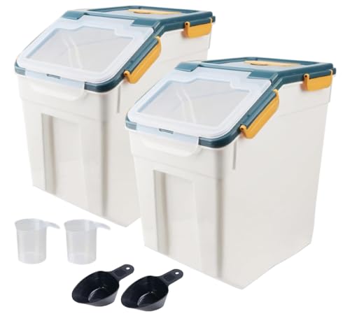 AnRui 50 lb Rice Storage Container, Airtight Flour Bucket, Blue (2 Pcs) - 25/45 lb variant