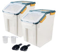 AnRui 50 lb Rice Storage Container, Airtight Flour Bucket, Blue (2 Pcs) - 25/45 lb variant