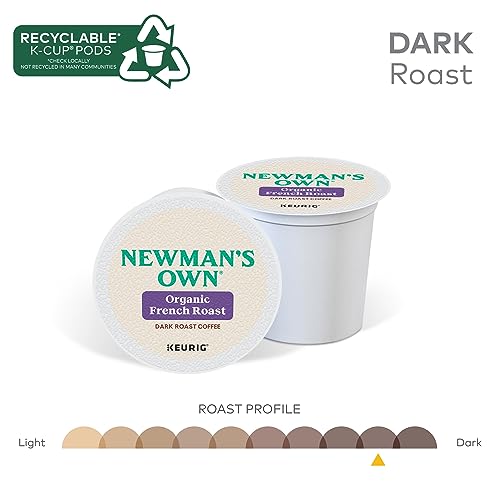 Newman's Own Organic French Roast Coffee K-Cup Pods - 10 Count, Pack of 6