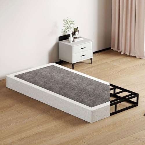 Twin Box Spring Bed Foundation - Heavy Duty Metal Frame, No Noise, 7 Inch Low Profile Support