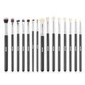 VEVOR 15-Piece Makeup Brush Set for Foundation Blending Eyeshadow, Professional Vegan Brushes with Soft Synthetic Bristles, Ergonomic Wood Handle & Aluminum Ferrule, Portable and Travel-Friendly