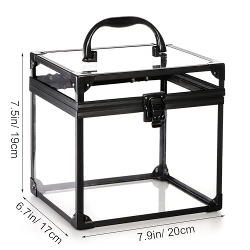 Okllen Crown Box, Clear Cosmetic Case, Acrylic Artists Display Case, Toiletry Train Case with Latches & Handle