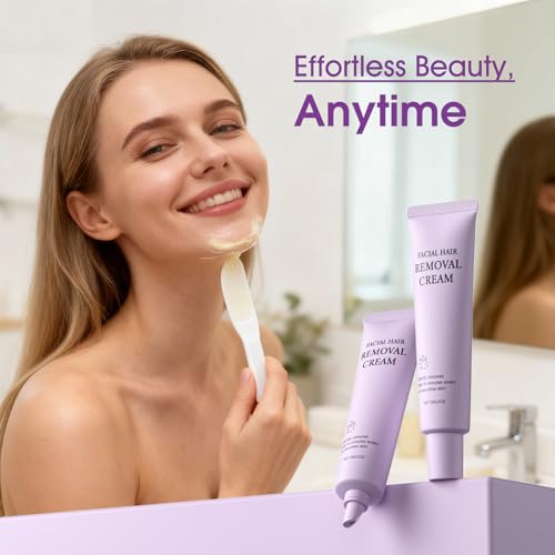 Facial Hair Removal Cream for Women, Gentle Face Hairs Removal Cream for Sensitive Skin, Facial Hair Remover Creams, Depilatory Creams for Face Chin Upper Lip for Smooth Soft Skin, 1.01 fl oz