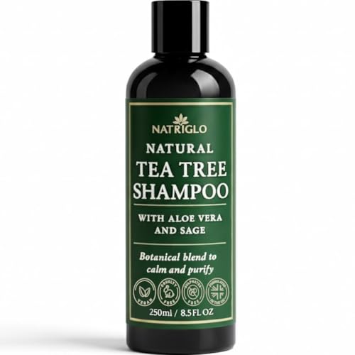 Organic Tea Tree Oil Shampoo for Dandruff & Sensitive Scalp - Sulfate Free, Vegan, Cruelty-Free