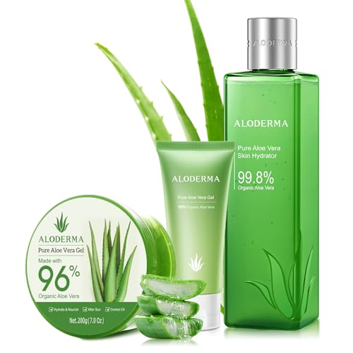 All Purpose Aloe Vera Gel Set - 3 Pieces - Skin Hydrator, 200g Aloe Vera Gel & 45g Aloe Gel Travel Size