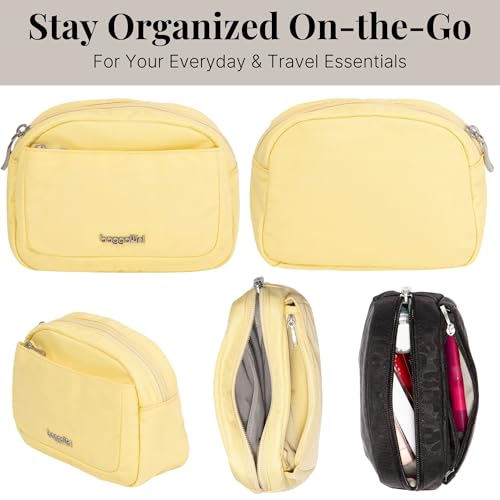 Lightweight Cosmetic Bag for Travel - Small Butter Yellow Makeup Organizer