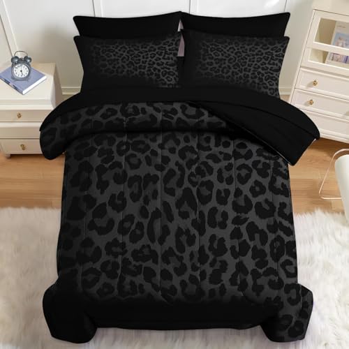 Nesker King Comforter Set with Sheets - Leopard Print 7-Piece Bedding