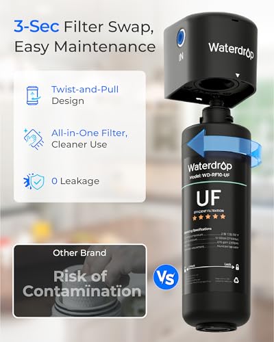 Waterdrop RF10-UF Water Filter Replacement for WD-10UA/10UA-UF/10UB/10UB-UF - Black - 1 Year Service Life
