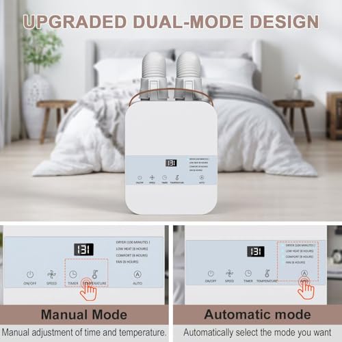 MORFY Portable Bed Warmer with Remote Control, Shoe Dryer & Dual Nozzle, All-Season Climate Control