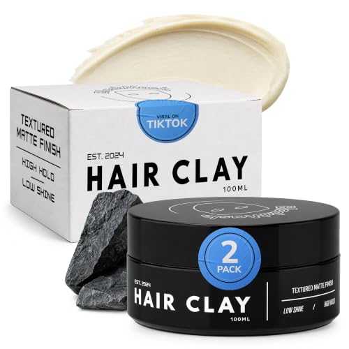 BlackMask Hair Clay for Men - 3.52 oz Matte Finish Strong Hold Styling Paste (Pack of 2)
