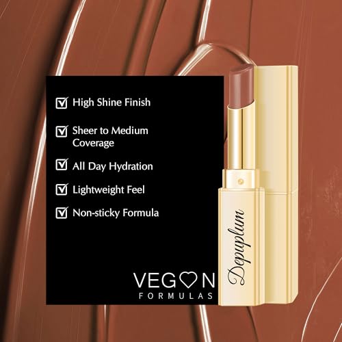 Brown Lipstick for Women Hydrate Glossy Lipstick Moisture Lip Gloss Sheer-Medium Coverage Long Lasting Lipsticks for Dry Lips (DM72 Brown)