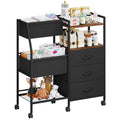 Somdot Baby Diaper Caddy Organizer 3-Tier Rolling Cart Black Rustic Brown