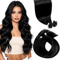 LaaVoo K Tip Hair Extensions Real Human Hair 18in 50g Jet Black #1 Utip