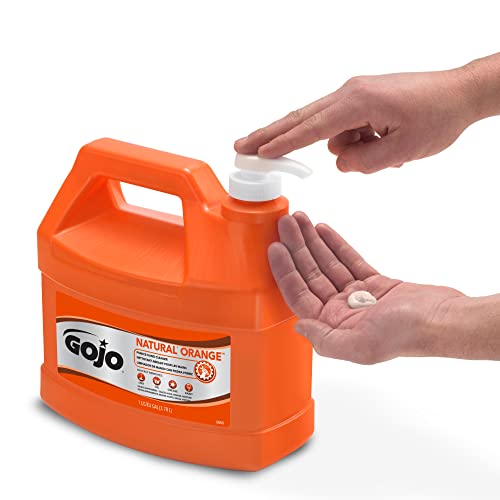 GOJO Natural Orange Pumice Hand Cleaner 32 Fl Oz Pack of 4 with Pump – Quick Acting Lotion
