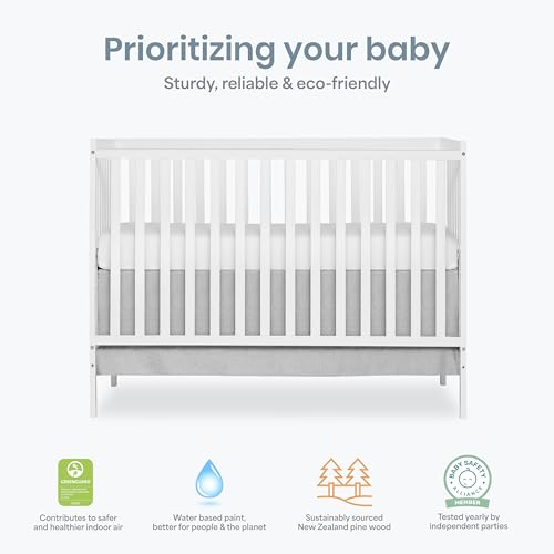 White 5-in-1 Convertible Baby Crib - Greenguard Gold & Non-Toxic Finish