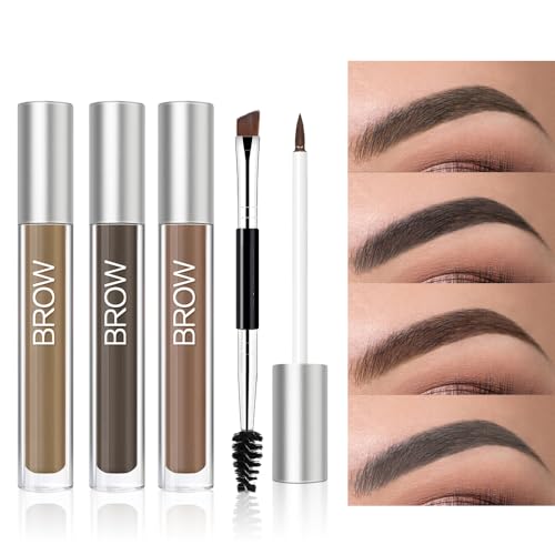 Waterproof Eyebrow Gel for Long Lasting, Highly Tinted Liquid Eye Brow Makeup, Sweatproof, Natural (Black Brown)