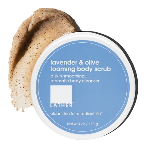 LATHER Lavender & Olive Foaming Body Scrub - Gentle Exfoliating Hydrating 4 Oz Jar - Variation of THIS listing