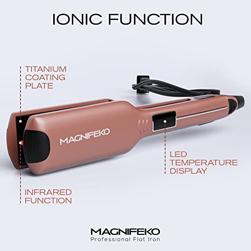 Magnifeko Rosegold Professional Flat Iron Hair Straightener Wide Plate & Digital Display