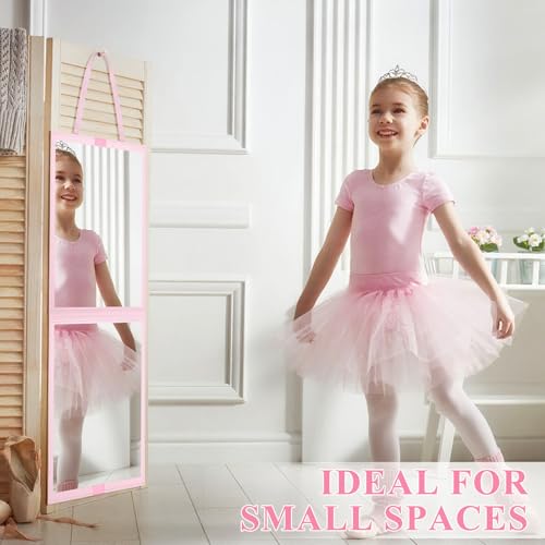 Pink 33-Inch Foldable Full Body Travel Mirror for Dance & Camping