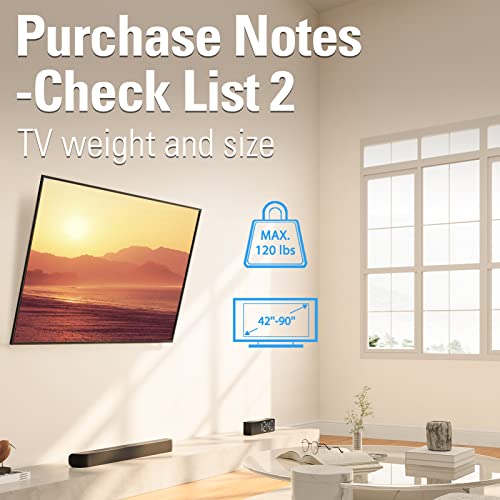 Advanced Tilt TV Wall Mount for 42-90 Inch Flat Screens with 16/24/32 Stud Compatibility - Includes Variation 42"-90" TV & 16/24/32" Studs