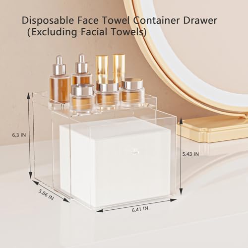 Disposable Face Towels Holder For Clean Skin Club£¬Acrylic Face Towels Container Drawer, Custom Made Holder For Home And Makeup Organization (Towels Not Included)