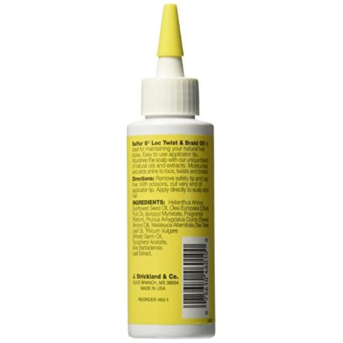 Sulfur 8 Loc Twist & Braid Oil 4 oz ? Moisturizing Hair & Scalp Oil for Locs, Twists & Braids, Helps Condition, Prevent Dryness & Breakage, Adds Shine & Manageability for All Hair Types