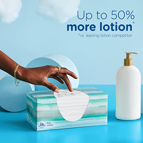 Puffs Plus Lotion Facial Tissue | Cube Box | 56 Tissues Per Box | Pack of 4
