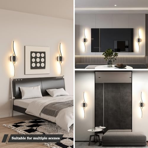 Daunton 27.5in Modern Hardwired LED Wall Sconce Set of 2 with Remote, Dimmable, Timer & Memory