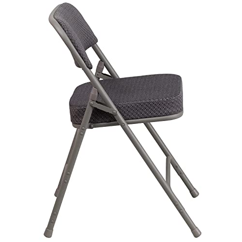 Gray Fabric Folding Chair Set of 2 - Padded Metal Folding Chairs for Indoor & Outdoor Use