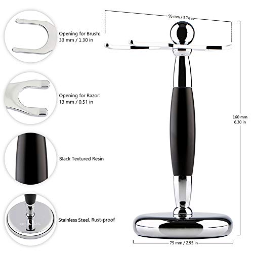 Shaving Brush and Stand Set - Silvertip Badger Hair for Wet Shaving - Variation of Brush + Stand