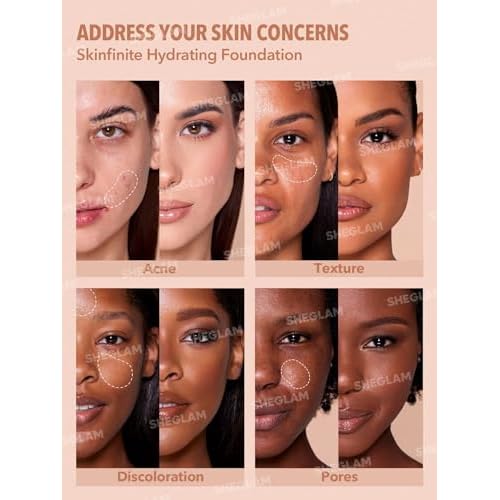 SHEGLAM Skinfinite Flawless Dewy Hydrating Foundation Full Coverage Liquid Foundation - Nude