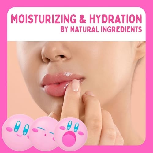 Kirby 6EA Cute Lip Balm for Girls, Fruity Lip Balm for Women with Vitamin E, Honey & Matcha Extract, Made in Japan, Shea Butter Lip Balm & Lip Moisturizer for Dry Lips, Milk + Peach + Mango