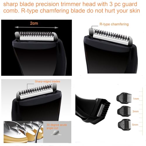 Men's Body Hair Trimmer and Grooming Kit - Wet Dry Groin, Face, Beard, Head Shaver