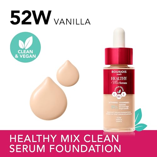 Bourjois Healthy Mix Serum Foundation 52W Vanilla 1 Fl Oz - Natural Finish