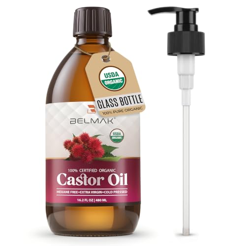 Organic Castor Oil - Cold Pressed, Unrefined, USDA Certified, Hexane-Free for Hair & Skin Care