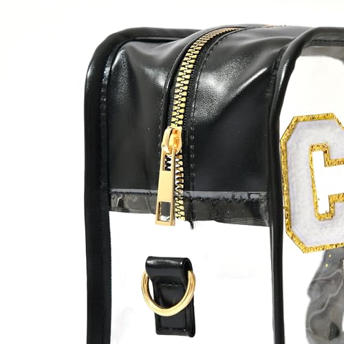 Cheer Pins Bag - Clear Cheerleading Competition Pin Holder with Chenille Letters & Adjustable Crossbody Strap