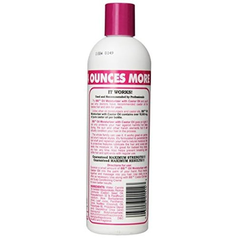 BB Oil Moisturizer, Hair Lotion With Castor Oil and Aloe, Maximum Strength, 12-Fluid Ounce