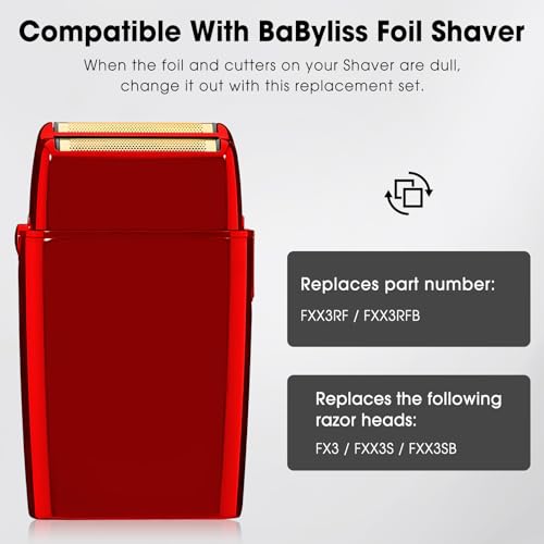 FX3 Shaver Replacement Head Compatible with BaByliss Pro FX3 Foil Shaver, Hypoallergenic Gold Foil, Red