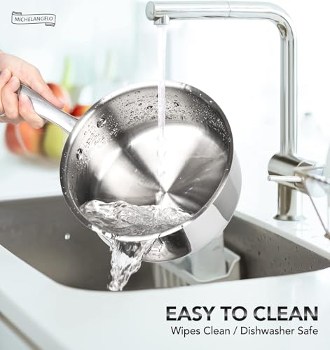 Full Tri-Ply Stainless Steel Saucepan Set with Lids - 1QT, 2QT, 3QT, Induction Compatible