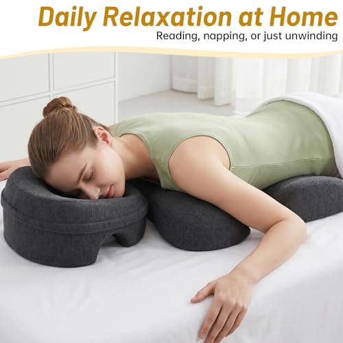 Memory Foam Face Down Pillow Set with Chest Cushion for Massage & Spa - Dark Gray