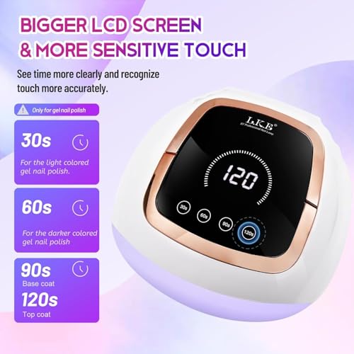 Wisdompark 268W UV LED Nail Lamp - Fast Gel Polish Curing with 4 Timers