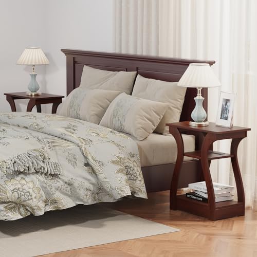 End Table with Charging Station - Cherry, 19.68W x 11.81D x 23.62H Variation of Cherry / 1