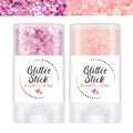 Body Glitter Stick for Face, Body & Hair - Pink & Purple Chunky Sparkle Glitter, 2 Pack | Long Lasting Party Makeup for Festival, Rave, Concert & Cosplay