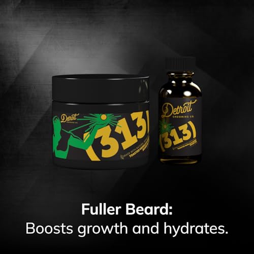 Detroit Grooming Co. Beard Oil & Beard Butter Bundle ? 313 (Vanilla & Amber Scent) ? Beard Hydration Set with Vitamin E & Sunflower Oil