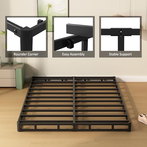 Full Size Box Spring with Fabric Cover - 4 Inch Low Profile Bed Foundation