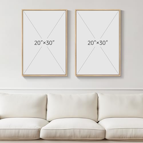 Framed Modern Neutral Abstract Wall Art Set - 20x30 Inches, 2 Pieces