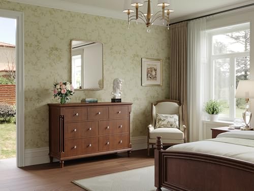 Gold 24x30 Beaded Frame Bathroom Mirror - Vintage Brass Vanity with Tempered Glass - Variation: 30L x 24W