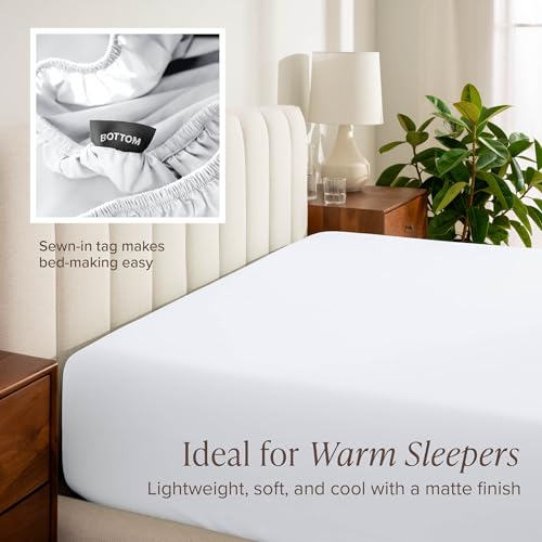 Bare Home King Organic Cotton Percale Sheet Set - White, 4-Piece, OEKO-TEX Certified