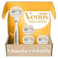 Gillette Venus MoistureGlide Women’s Razor 5 Count with Metal Handle & 4 Refills