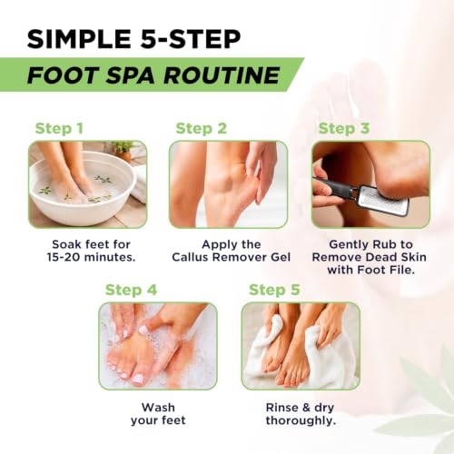 3in1 Tea Tree Callus Remover Gel & Epsom Salt Foot Soak for Dry Cracked Feet